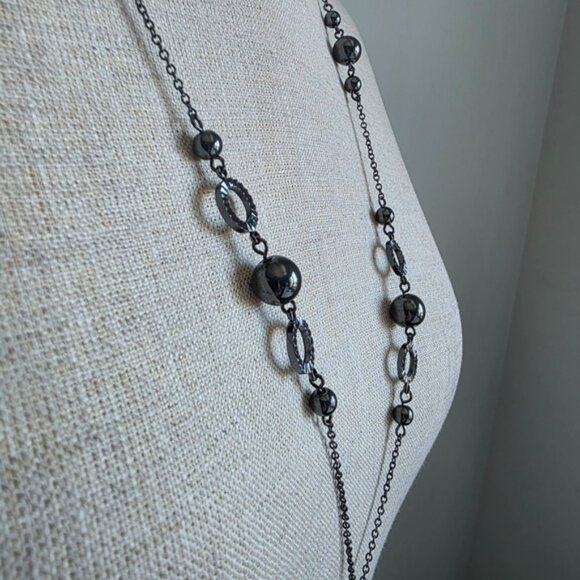 Lia Sophia Silver and Black Beaded Necklace - Picture 5 of 9